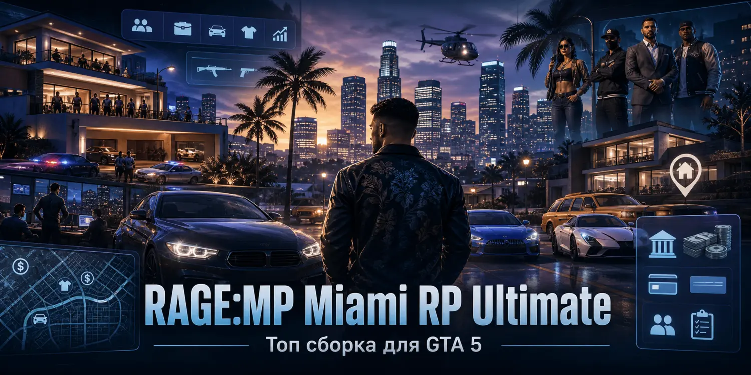 RAGE:MP Miami RP Ultimate для GTA 5 - готовая RP сборка сервера