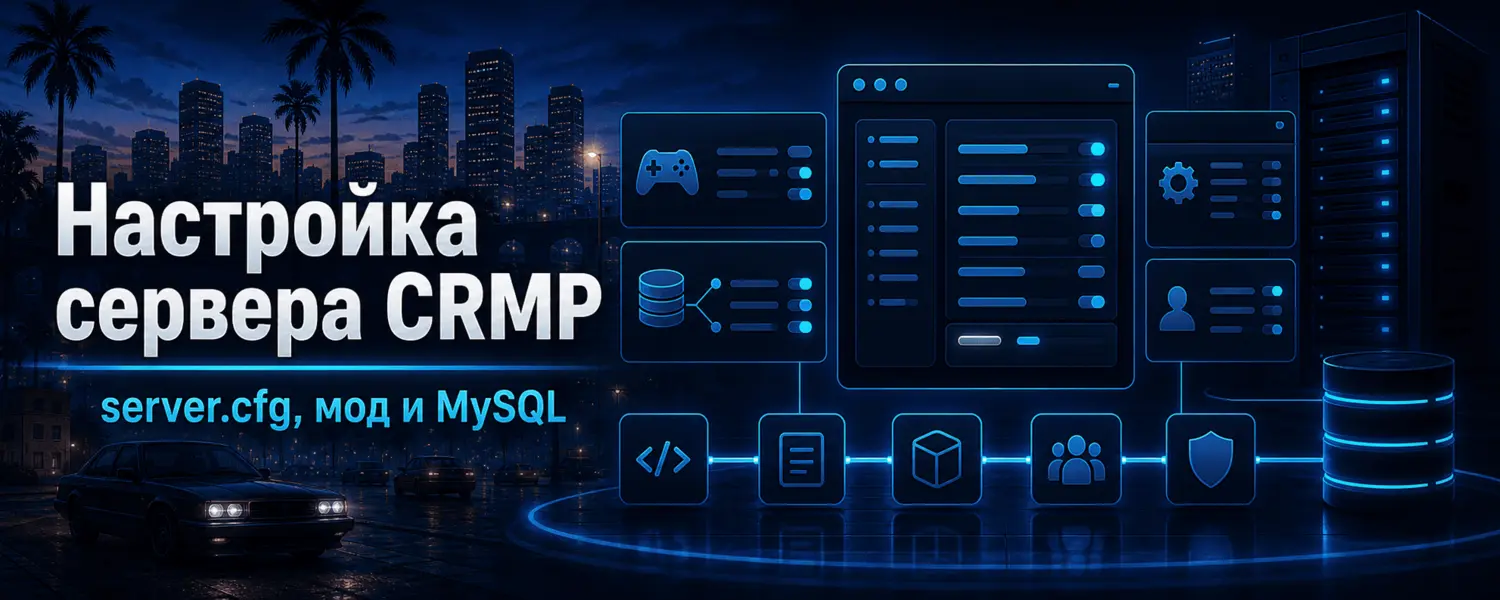 Настройка сервера CRMP после установки — server.cfg, мод и MySQL