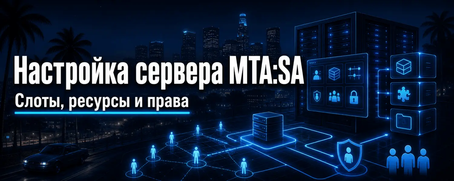 Настройка сервера MTA:SA — название, слоты, ресурсы и права