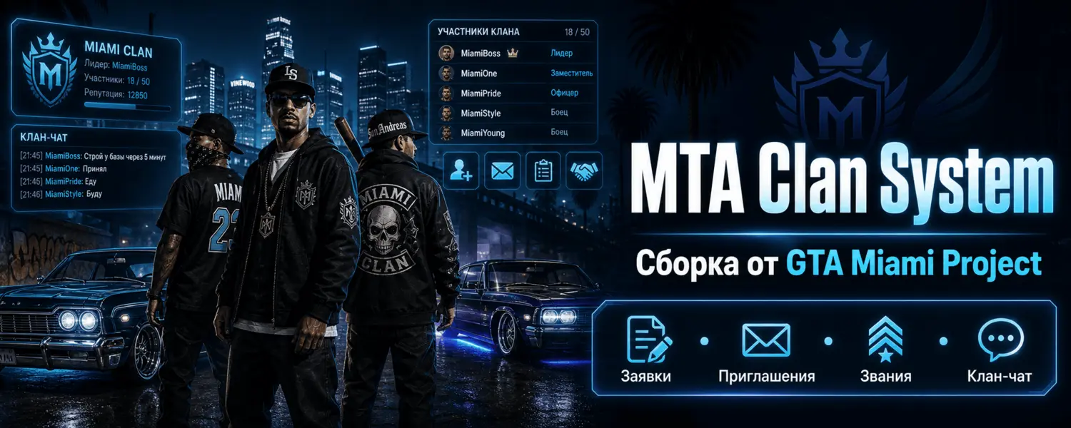 MTA Clan System от GTA Miami Project для MTA:SA - готовая сборка клановой системы