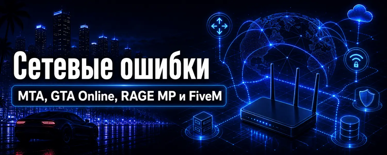 Сетевые ошибки MTA, GTA Online, RAGE MP и FiveM — решение