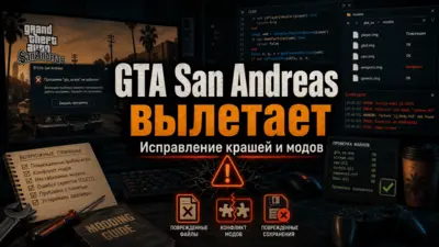 GTA San Andreas вылетает — исправление крашей и модов